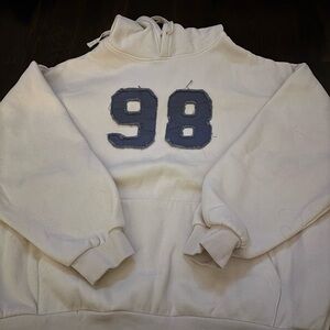 Edikted White and Blue Crew Neck Sweatshirt